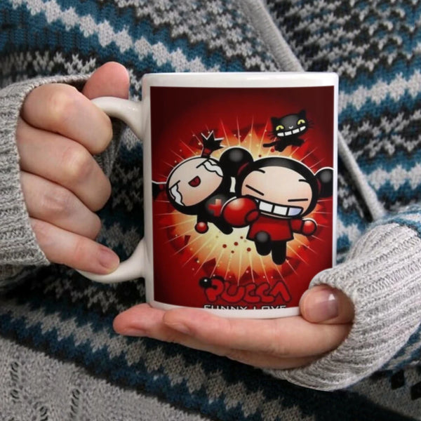 Cute Cartoon Pucca Garu Ceramic Mugs Coffee Cups Milk Tea Cup ins Oatmeal Breakfast Mug Drinkware Kitchen