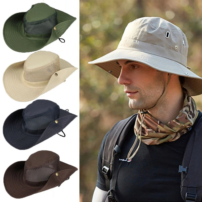 1PC Men's Hat Camping Hiking Hunting Sun Hat Bucket Flap Cap Breathable Nepalese Outdoor Fishing Cycling Wide Brim Hat