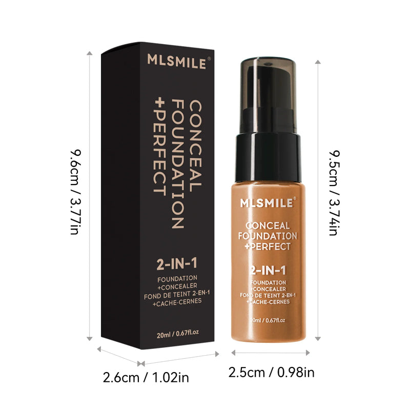 20ml Concealer Foundation Liquid Waterproof Oil-control Perfect Cover Dark Circles Skin Care Women Face Makeup New