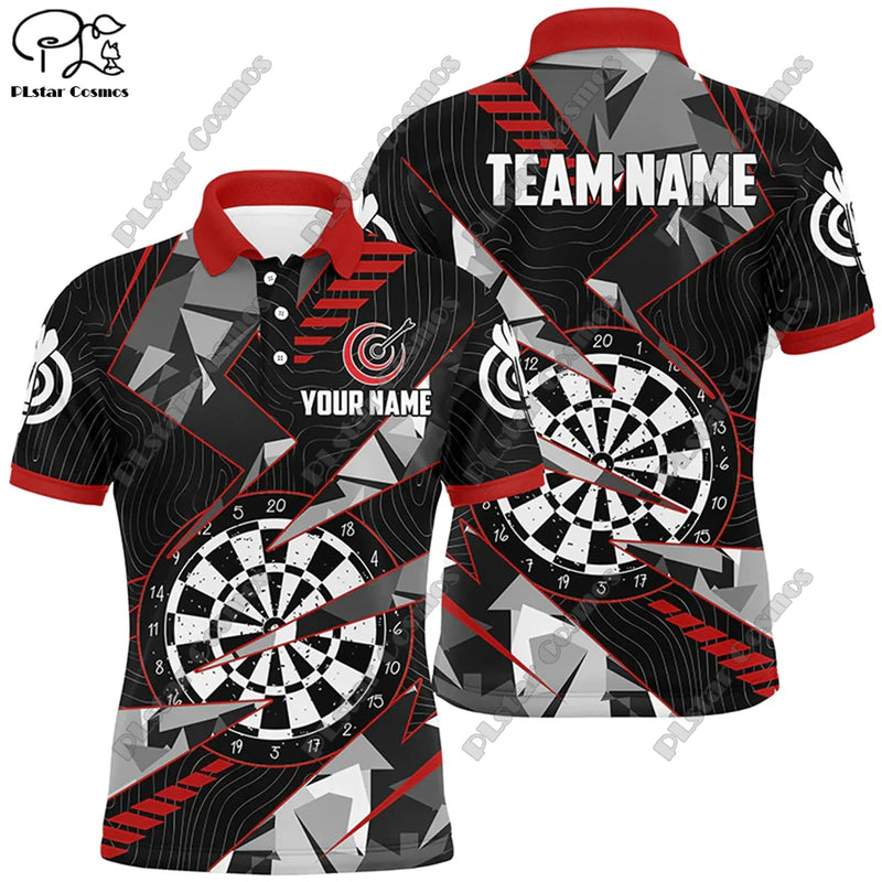 New custom personalized 3D printing  flame pattern darts POLO shirt T-shirt universal leisure team throwing sports series D-10