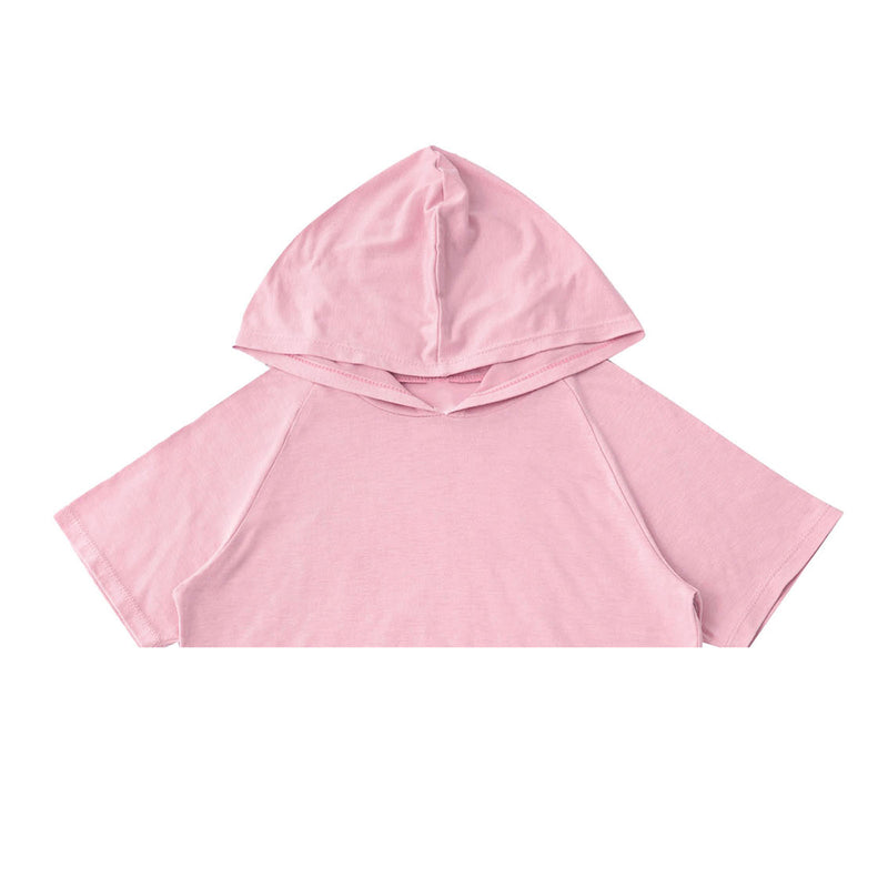 Sport Hooded Kids Girls Short Sleeve Hoodies Crop Top for Running Workout Exercise Training Sports Clothing Children Sportswear