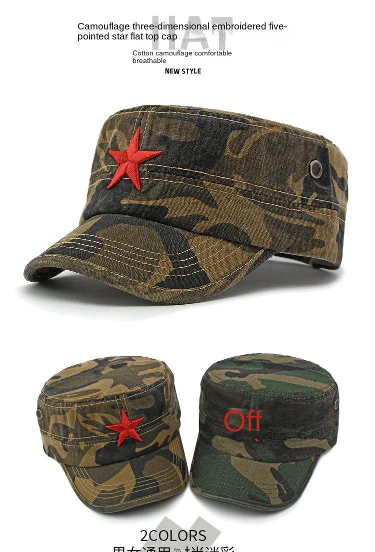 Men's Camouflage Flat Top Baseball Cap, Outdoor Sports Caps, Tactical Dad Hat, Casual Cadet, Trucker Hats