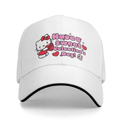 Custom Hello Kitty Cat Baseball Cap Outdoor Women Men's Adjustable Have A Sweet Valentines Day Dad Hat