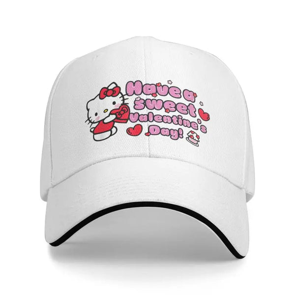 Custom Hello Kitty Cat Baseball Cap Outdoor Women Men's Adjustable Have A Sweet Valentines Day Dad Hat