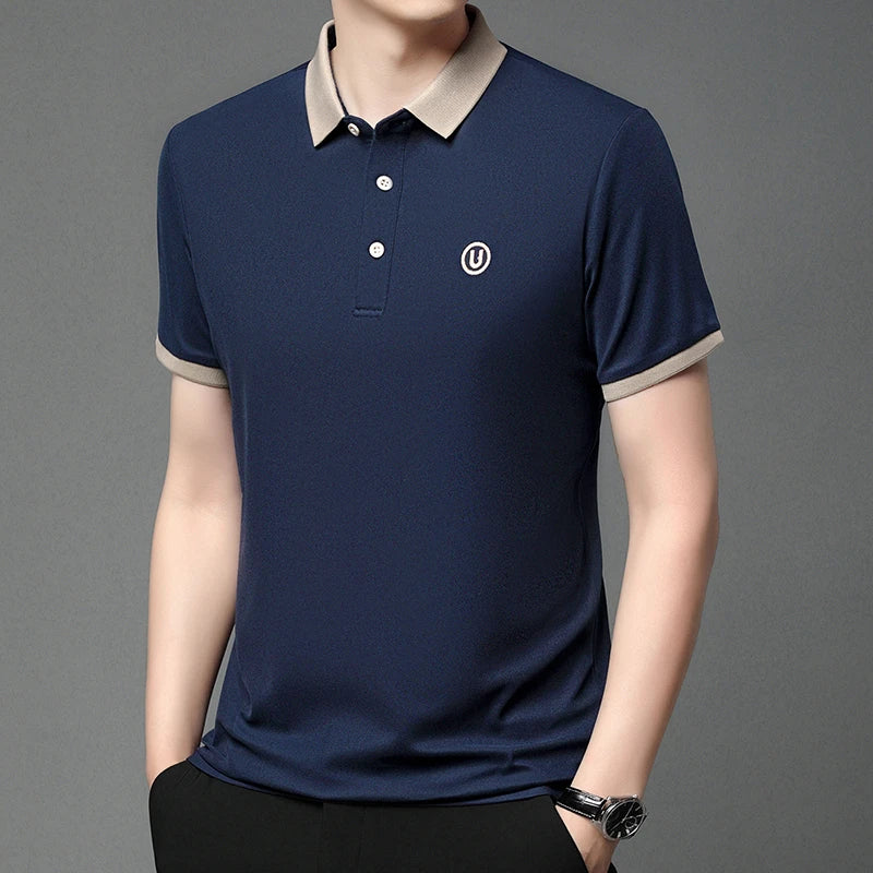 2024 Men's New Embroidered Cotton Business Leisure Short Sleeved POLO Shirt Fashion Comfortable and Breathable Top