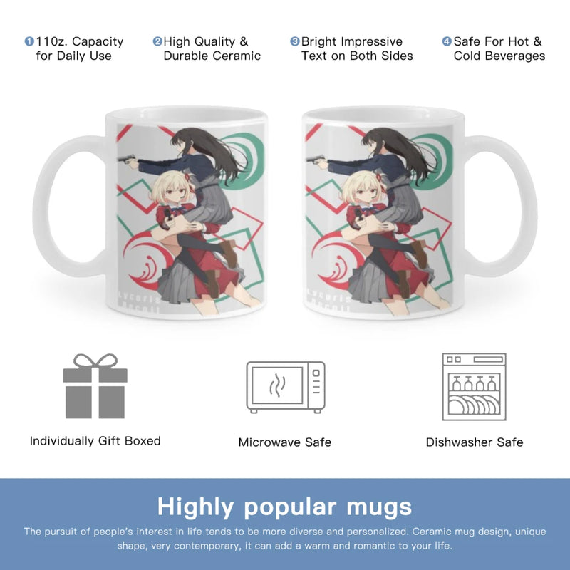 Lycoris Recoil Chisato Free shipping Coffee Cups Reusable Portable Coffee Cup Dishwasher Safe Coffee Mug Coffee Tea Travel Cups