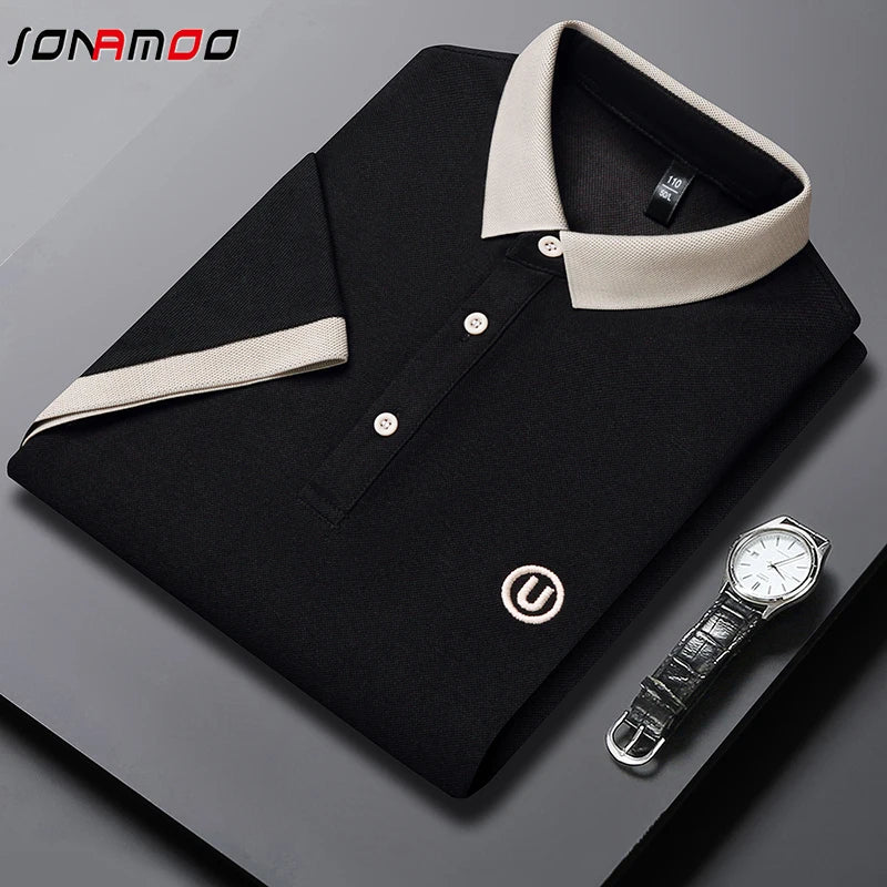 2024 Men's New Embroidered Cotton Business Leisure Short Sleeved POLO Shirt Fashion Comfortable and Breathable Top