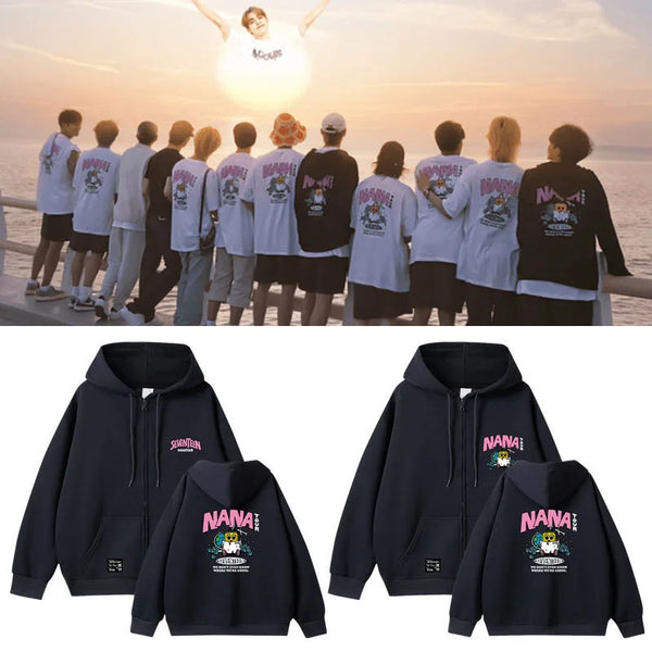 Korean Variety Show Hoodies Nana Tour with SVT Printed Hoodie KPOP Fashion Hoodie Unisex Casual Hooded Sweatshirt Fans Gift