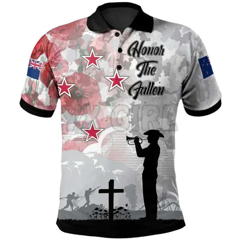 2024 Summer shirts women for men New Anzac Day Lest We Forget Military Patterns Polo Shirts 3D print Short sleeve t shirts Tops