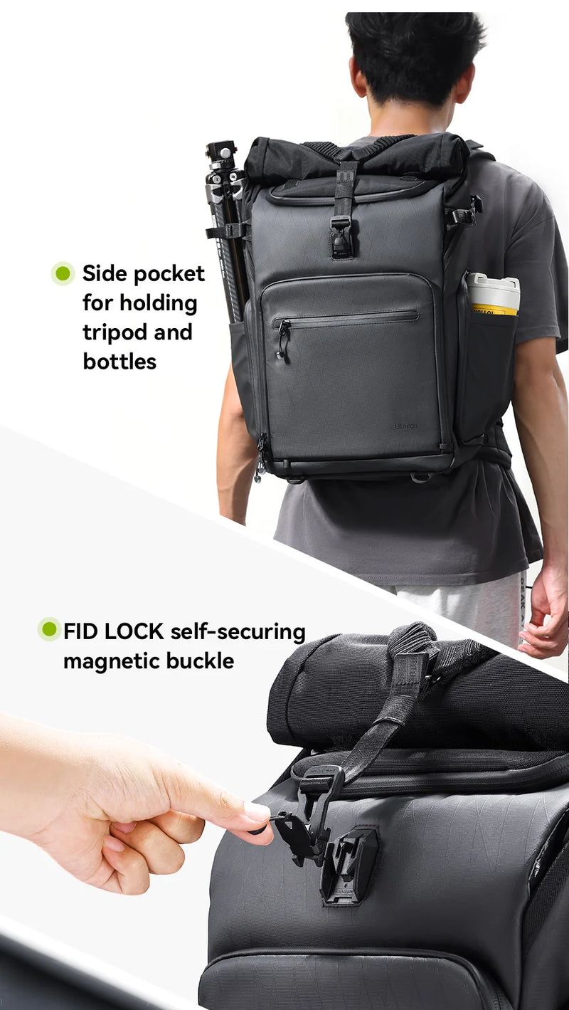 Ulanzi BT01 Business Travel Backpack 25.5-32.64L Capacity for Outdoor Photography Short Trip Water-repellent Fabric Camera Bag