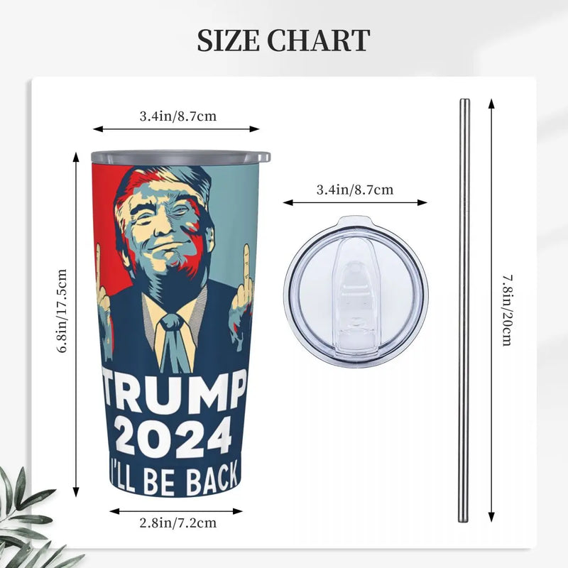 2024 I will be back Trump Coffee Cup Thermos Bottle Stainless Steel Double-layer Insulation Cold And Hot Travel Mug Vacuum Flask