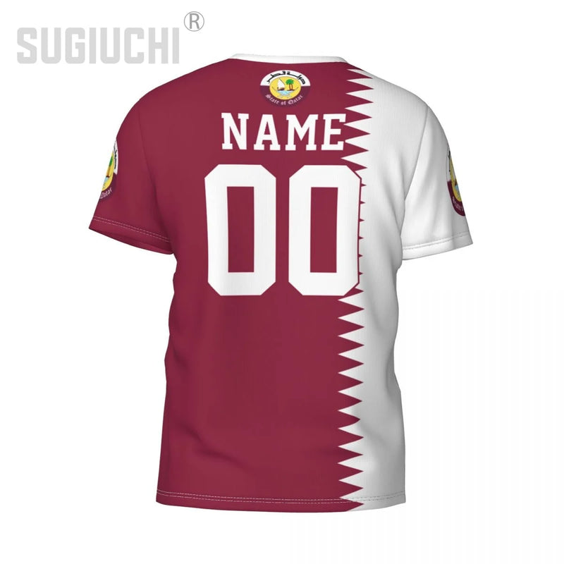 Custom Name Number Qatar Flag Emblem 3D T-shirts For Men Women Tees jersey team Clothes Soccer Football Fans Gift T shirt