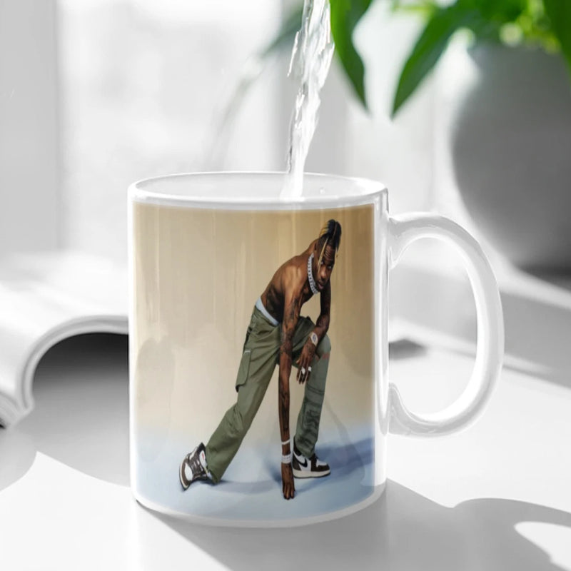 Jackboys Travis Scott Coffee Mug 11oz Fun Ceramic Coffee Tea Cocoa Cup Handle Tea Drink Cup