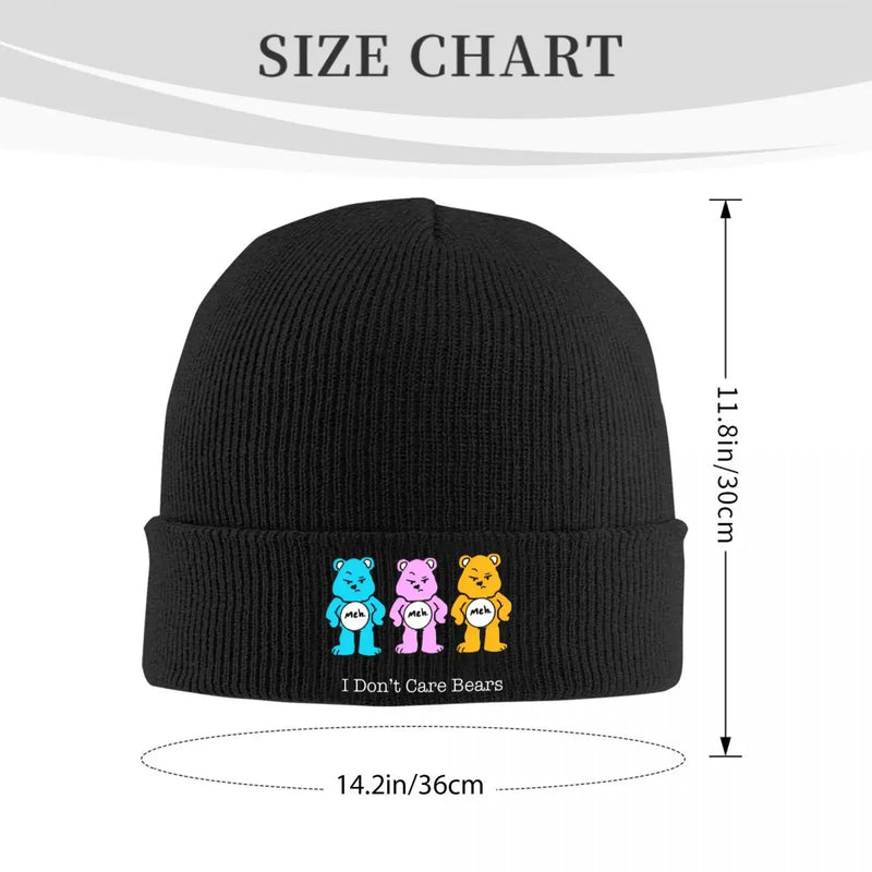 I Don't Care Bears 64153561 Beanie Hats Bonnet Hats Adult Unisex Vintage Kpop Knitted Hat Autumn Graphic Elastic Caps