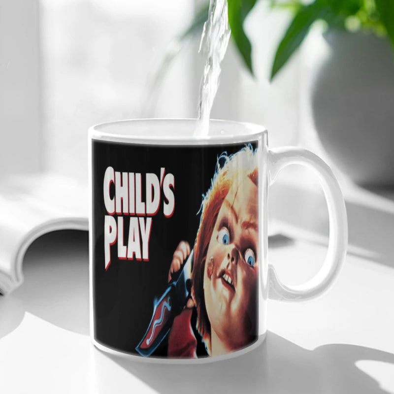 Horror Movie Chucky Child's Play Coffee Mug 11oz Fun Ceramic Coffee Tea Cocoa Cup Handle Tea Drink Cup