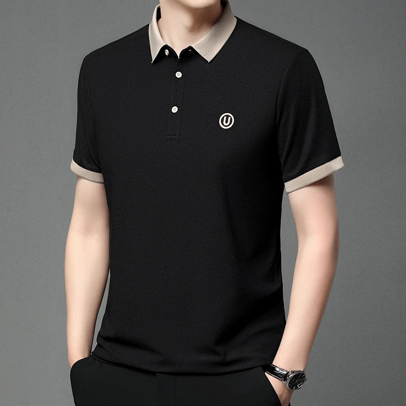 2024 Men's New Embroidered Cotton Business Leisure Short Sleeved POLO Shirt Fashion Comfortable and Breathable Top