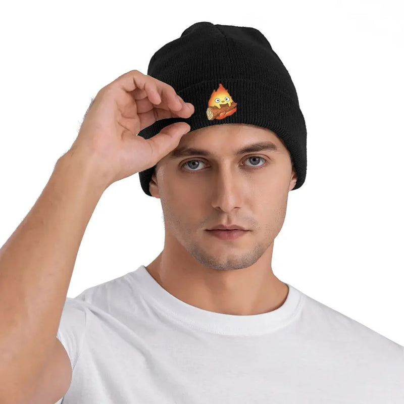 Warm Knitted Yarn Hat Calcifer Lightweight and Stylish Beanie for Outdoor Activities and Everyday Wear