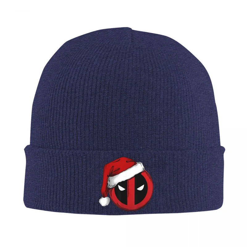 Deadpool Icon Santa Hat Christmas Graphic Bonnet Hats Beanie Hats Knitted Hat Spring Street Adult Unisex Kpop Head Wrap Cap