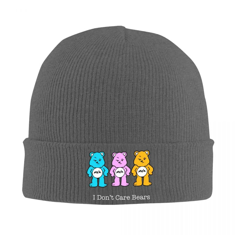 I Don't Care Bears 64153561 Beanie Hats Bonnet Hats Adult Unisex Vintage Kpop Knitted Hat Autumn Graphic Elastic Caps