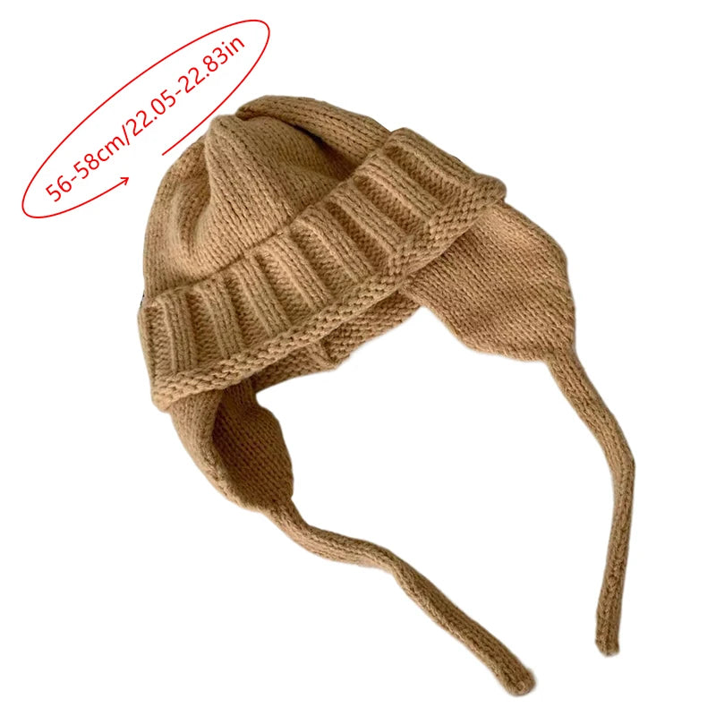 Knitted Beanies Hats For Women Winter Warm Knit Balaclava Skullies Hat Outdoor Female Windproof Ski Ear Protection Caps Bonnet