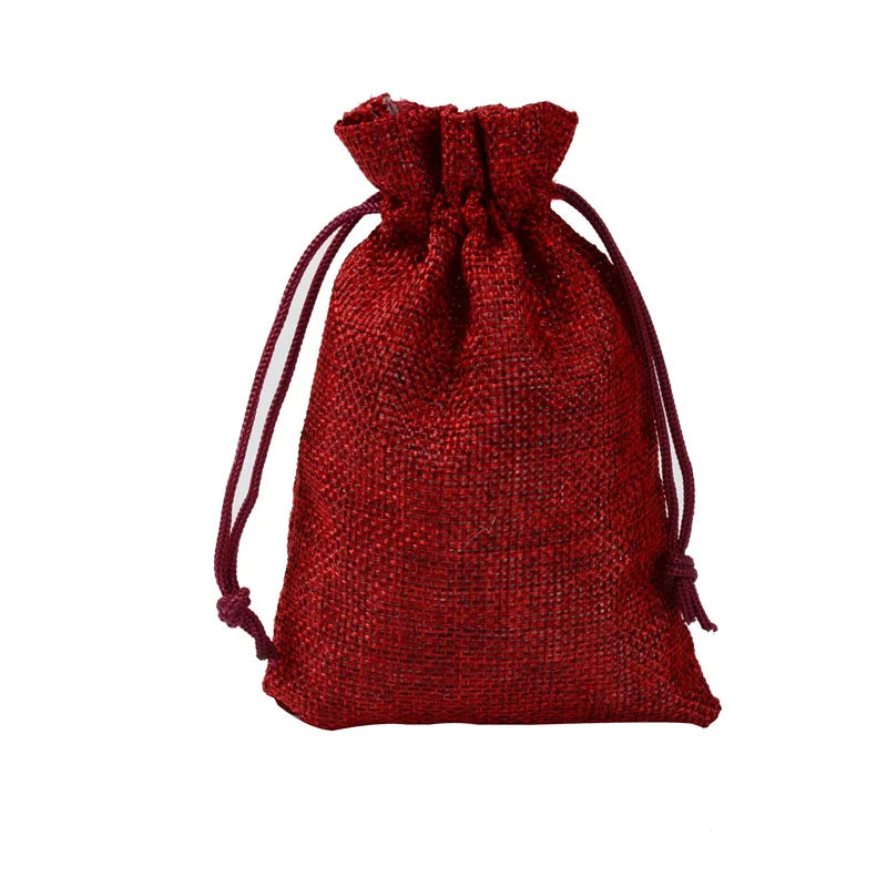 Hot Selling 10Pcs/Lot Multi-Color Jewelry Gift Drawstring Bags Jute Ring Necklace Burlap Storage Pouches Can Be Customized