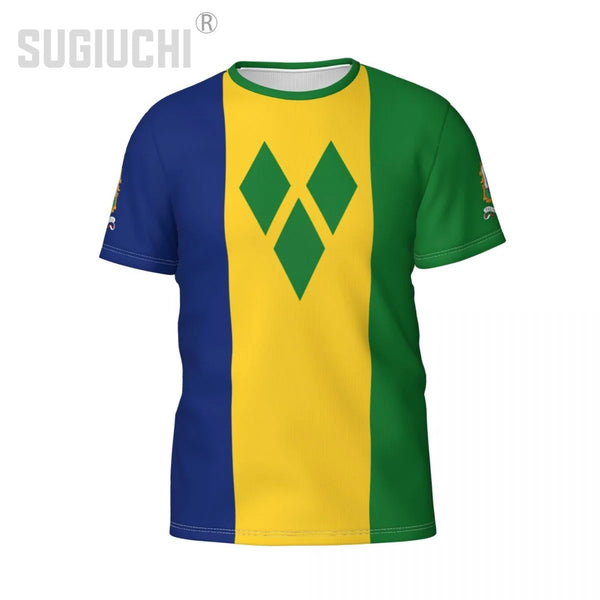 Custom Name Number Saint Vincent And The Grenadines Flag Emblem 3D T-shirts For Men Tees jersey team Soccer Football Fans Gift