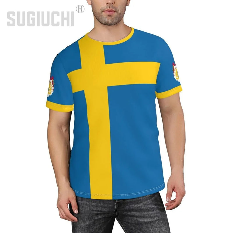 Custom Name Number Sweden Flag Emblem 3D T-shirts For Men Women Tees jersey team Clothes Soccer Football Fans Gift T shirt