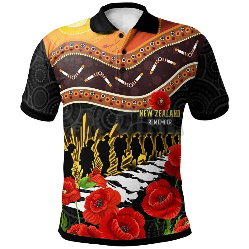 2024 Summer shirts women for men New Anzac Day Lest We Forget Military Patterns Polo Shirts 3D print Short sleeve t shirts Tops