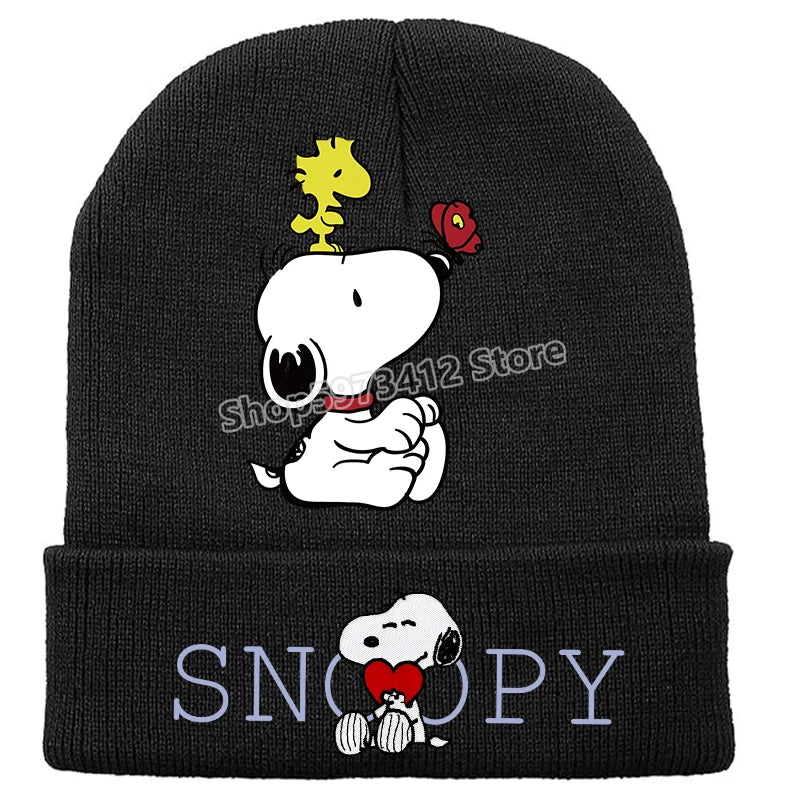 Snoopy Knitted Hats Kawaii Peanuts Comic Skullies Beanies Boys Girls Winter Warmer Bonnet Women Men Kids Casual Cap Anime Gift