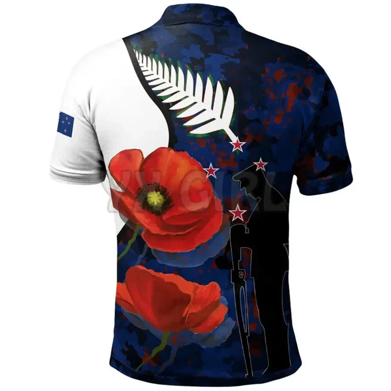 2024 Summer shirts women for men New Anzac Day Lest We Forget Military Patterns Polo Shirts 3D print Short sleeve t shirts Tops