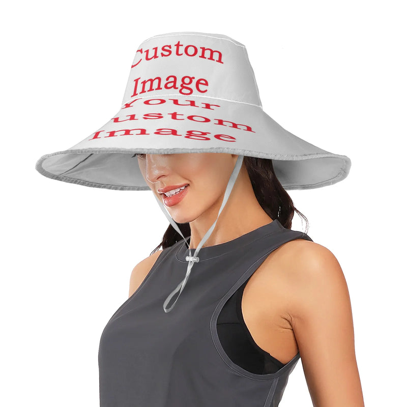 Foldable Wide Brim Sun Hat For Women Men Custom Pattern Wide-brimmed Visor Beach Hat Summer Anti-UV Protection Sun Shade Cap