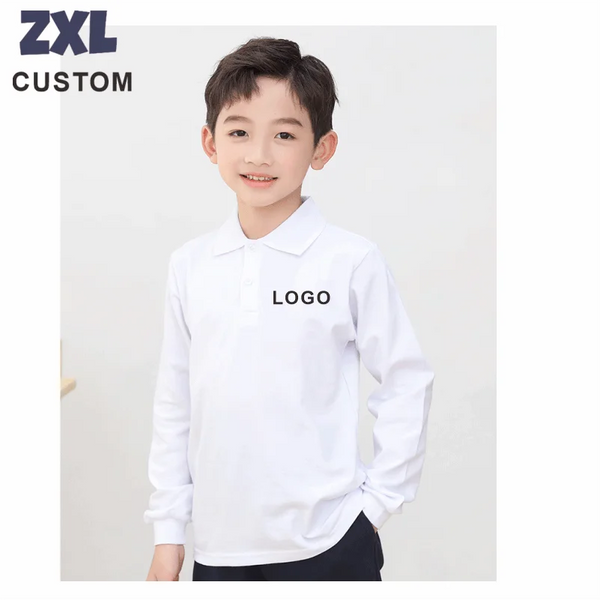 Custom Cotton Polo Kids Shirts Logo Design DIY Print Embroidery  Soft Comfortable And Skin-Friendly Long Sleeve Boy's Polos