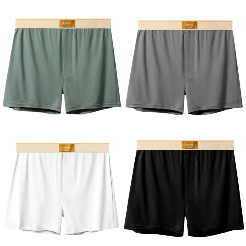 4pcs Male Arrow Pants Men Cotton Boxers Shorts Loose Mid-Waisted Men's Plus Size Underwear Homewear Comfortable Panties