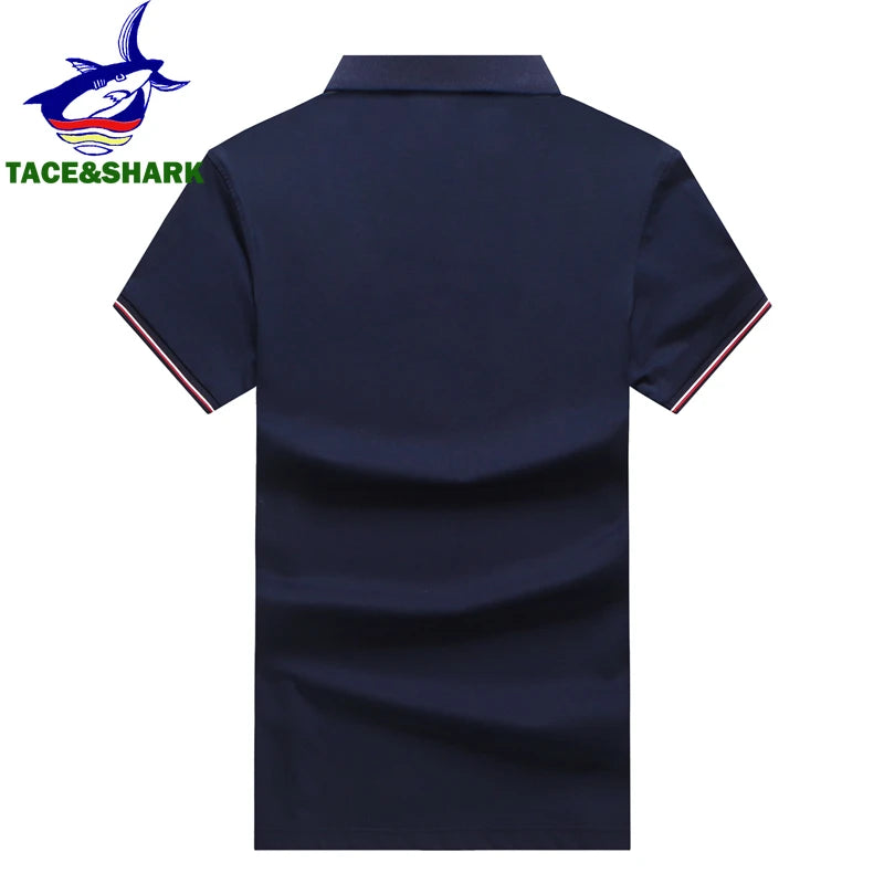 TACE&SHARK Fashion Personality Solid Color Embroidery Polo Shirt 2022 Summer Men Business Shark Polos Mens Casual Clothing