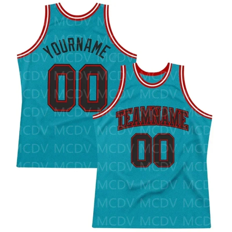 Custom Teal Pink-Black Authentic Throwback Basketball Jersey 3D Print Team Name Number Vest Game Practice Clothes Adult/Youth