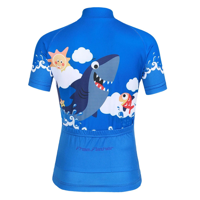 Cartoon Printed Short Sleeve Children's Cycling Jersey Quick-dry Mesh Cloth MTB Bike Riding Wear Boys Girls Bicycle Clothing