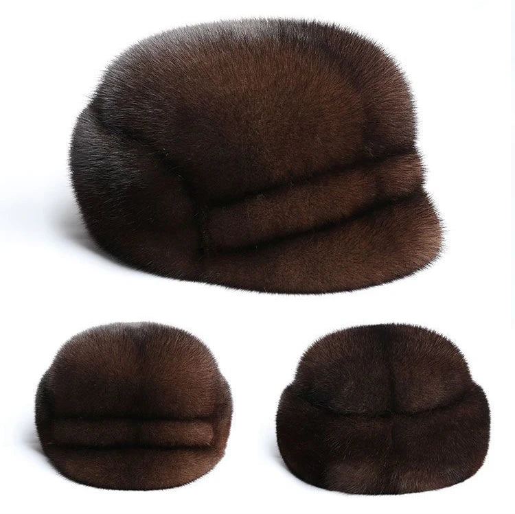 Luxury Winter Man Top Real Mink Fur Bomber Hat Male Genuine Marten Head Warm Black/Brown Caps Best Gift For Dad Gorras