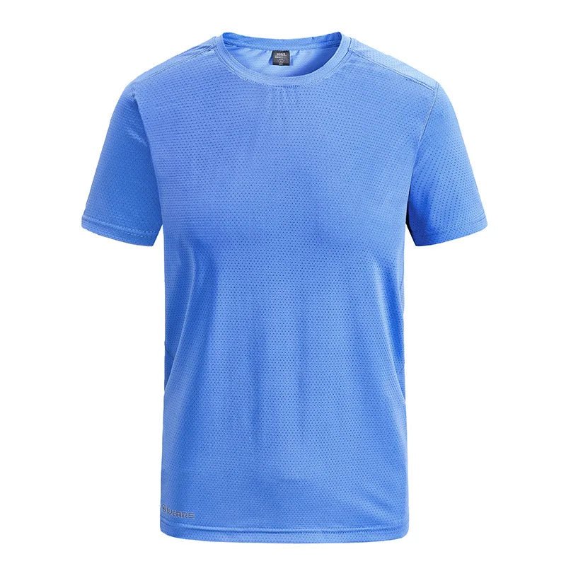 (L-8XL)Ice Silk Camping Hiking Fishing Quick Dry Short Sleeve Shirt Men Loose Fitness Tops Round Neck Couple Sport T-Shirt