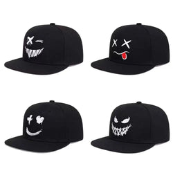 Sunscreen Hat Embroidery Hip-hop Hats Adjustable Snapback Baseball Caps Dad Hats Black Ghost Expression Hat Unisex