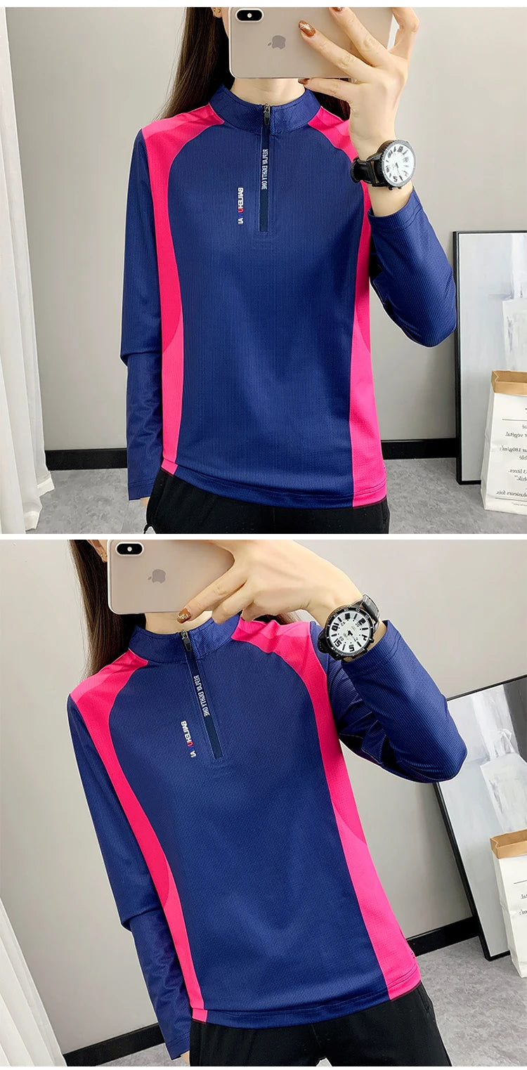 Quick Drying Long Sleeve T-Shirt for Female Breathable Outdoor Sweatshirt Fashion Leisure Print Women Hiking Running Marathon