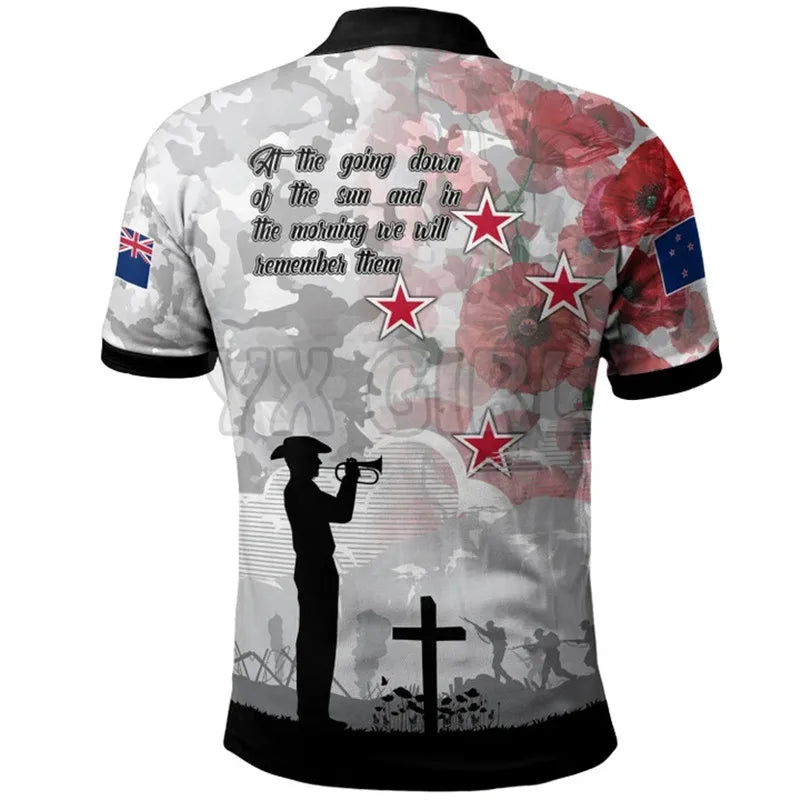 2024 Summer shirts women for men New Anzac Day Lest We Forget Military Patterns Polo Shirts 3D print Short sleeve t shirts Tops