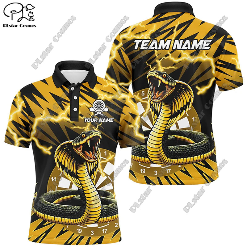 New custom personalized 3D printing  flame pattern darts POLO shirt T-shirt universal leisure team throwing sports series D-10