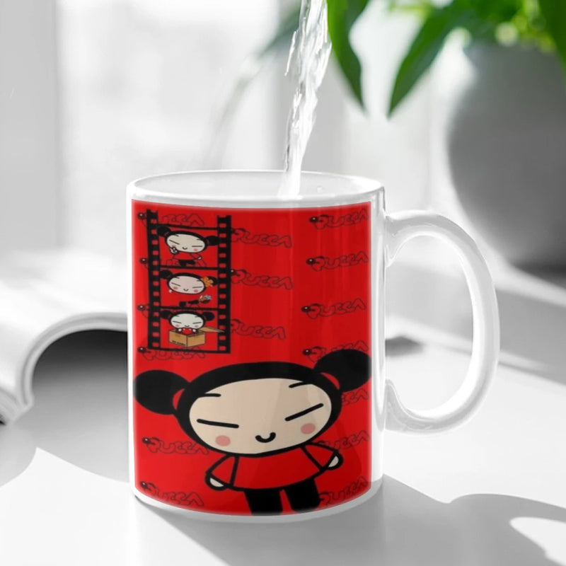 Cute Cartoon Pucca Garu Ceramic Mugs Coffee Cups Milk Tea Cup ins Oatmeal Breakfast Mug Drinkware Kitchen