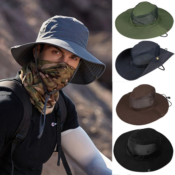 1PC Men's Hat Camping Hiking Hunting Sun Hat Bucket Flap Cap Breathable Nepalese Outdoor Fishing Cycling Wide Brim Hat