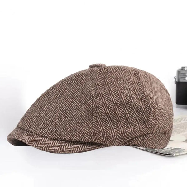 Men Octagonal Hat Dome Newsboy Hat Vintage Short Brim Men's Painter Hat Decorative Soft Breathable Dome Cap for Fall/winter