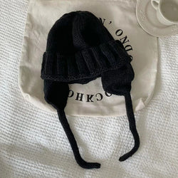 Knitted Beanies Hats For Women Winter Warm Knit Balaclava Skullies Hat Outdoor Female Windproof Ski Ear Protection Caps Bonnet