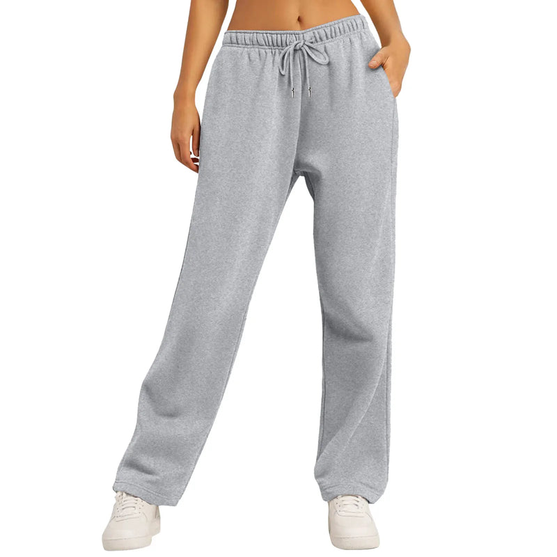 Women’s Fleece Lined Sweatpants Wide Straight Leg Pants Bottom Sweatpants Joggers Pants Workout High Waisted Pants With Pockets