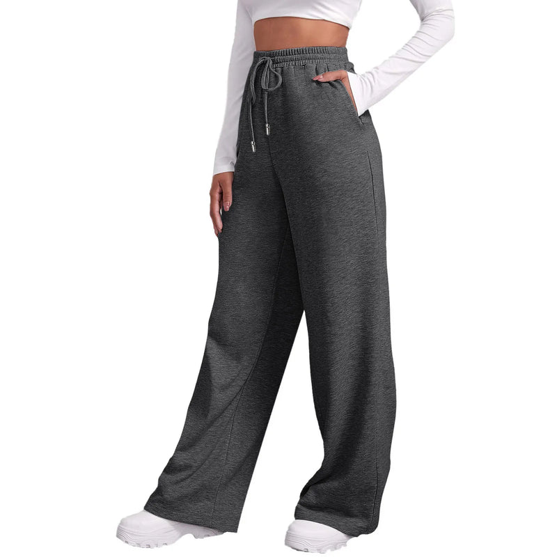 Women’s Fleece Lined Sweatpants Wide Straight Leg Pants Bottom Sweatpants Joggers Pants Workout High Waisted Pants With Pockets