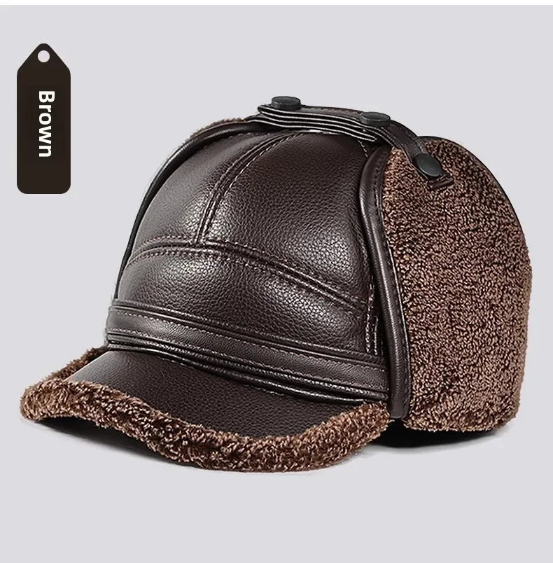 Winter Warm Ear Protect Cap Hat Men Outdoor Windproof Cap Bomber Hat Baseball Cap Ear Warm Man Dad Father Grandpa Gift