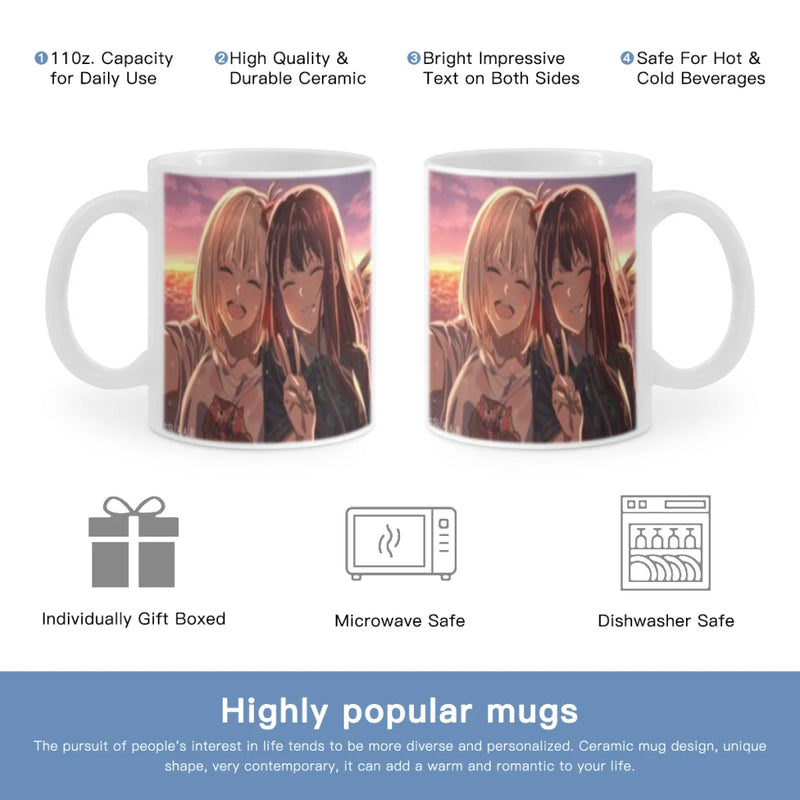 Lycoris Recoil Chisato Free shipping Coffee Cups Reusable Portable Coffee Cup Dishwasher Safe Coffee Mug Coffee Tea Travel Cups